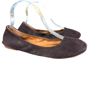 Lucky Brand Erin Womens Dark Brown Suede Leather Ballet Flats Slip On Shoes sz 8